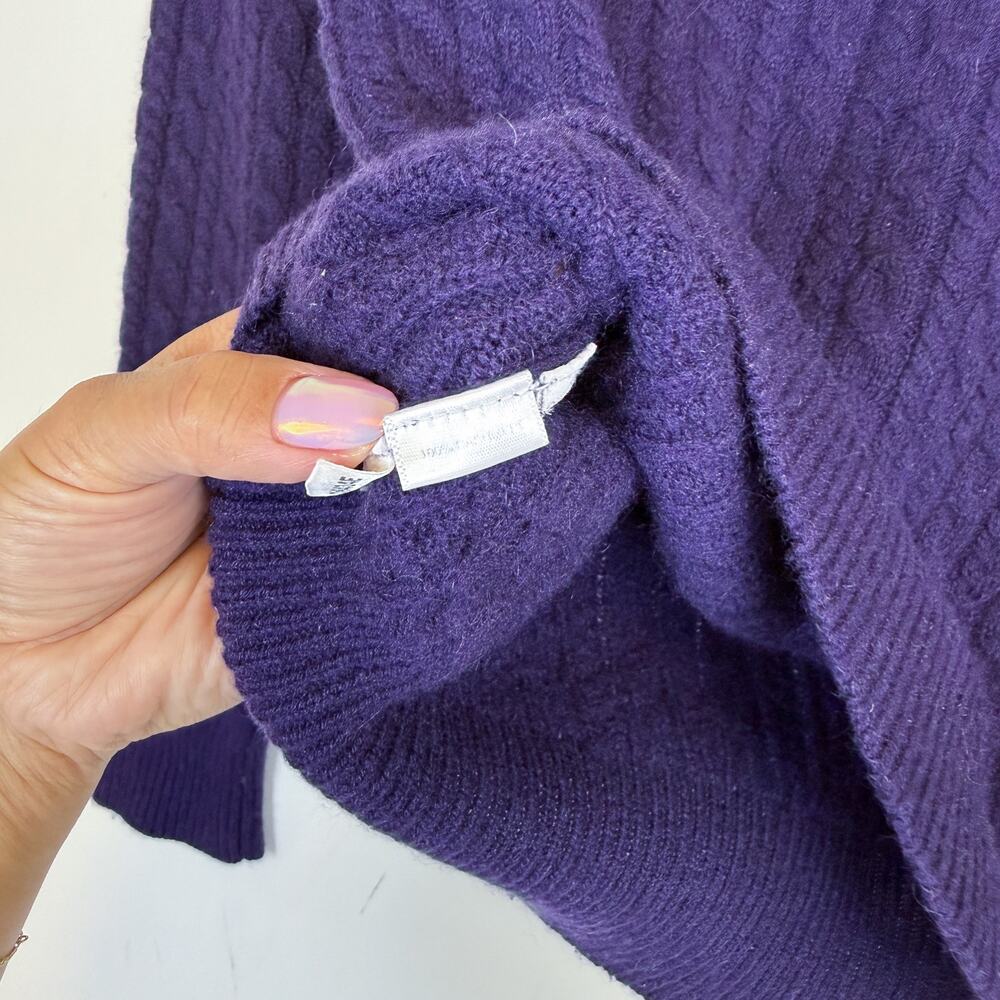 Ann Taylor 100% Cashmere VNeck Cable Knit Sweater Purple - S - Picture 4 of 8